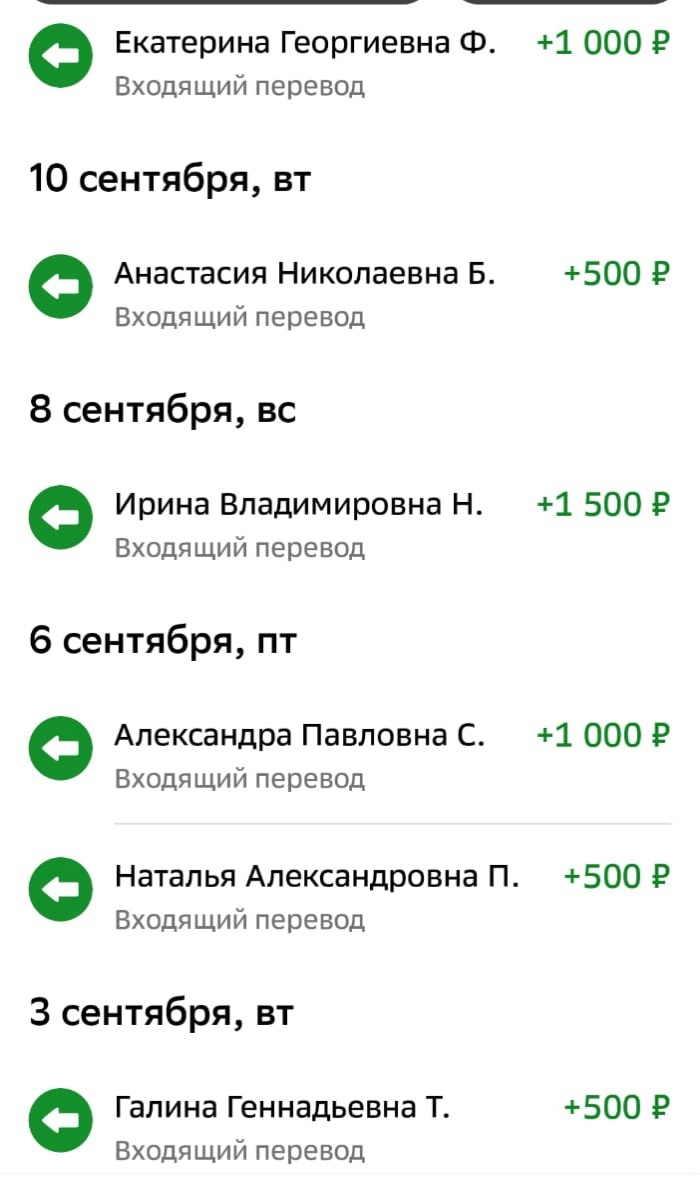 Благодарность за денежные переводы
