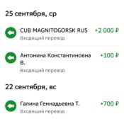 Благодарность за денежные переводы